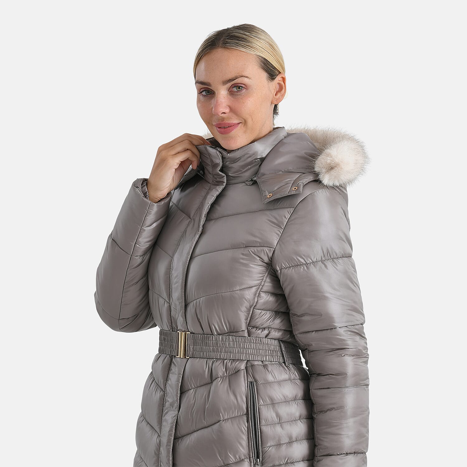 Valissiere Ladies' Puffer Jacket with Fur Trim Hood
