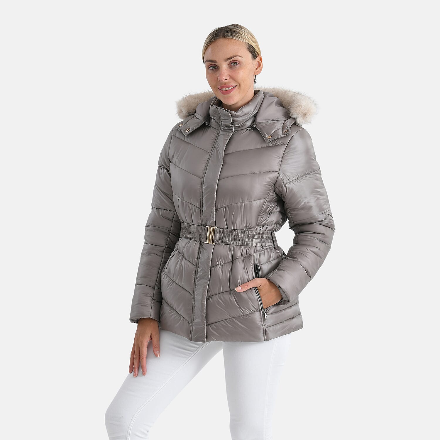 Valissiere Ladies' Puffer Jacket with Fur Trim Hood