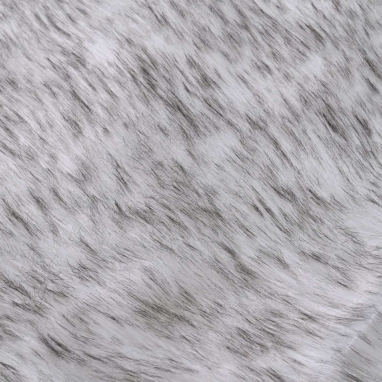 Homesmart Luxury Tip-Dyed Faux Fur Rug with Foam Base (100 x 60 cm) - White with Black