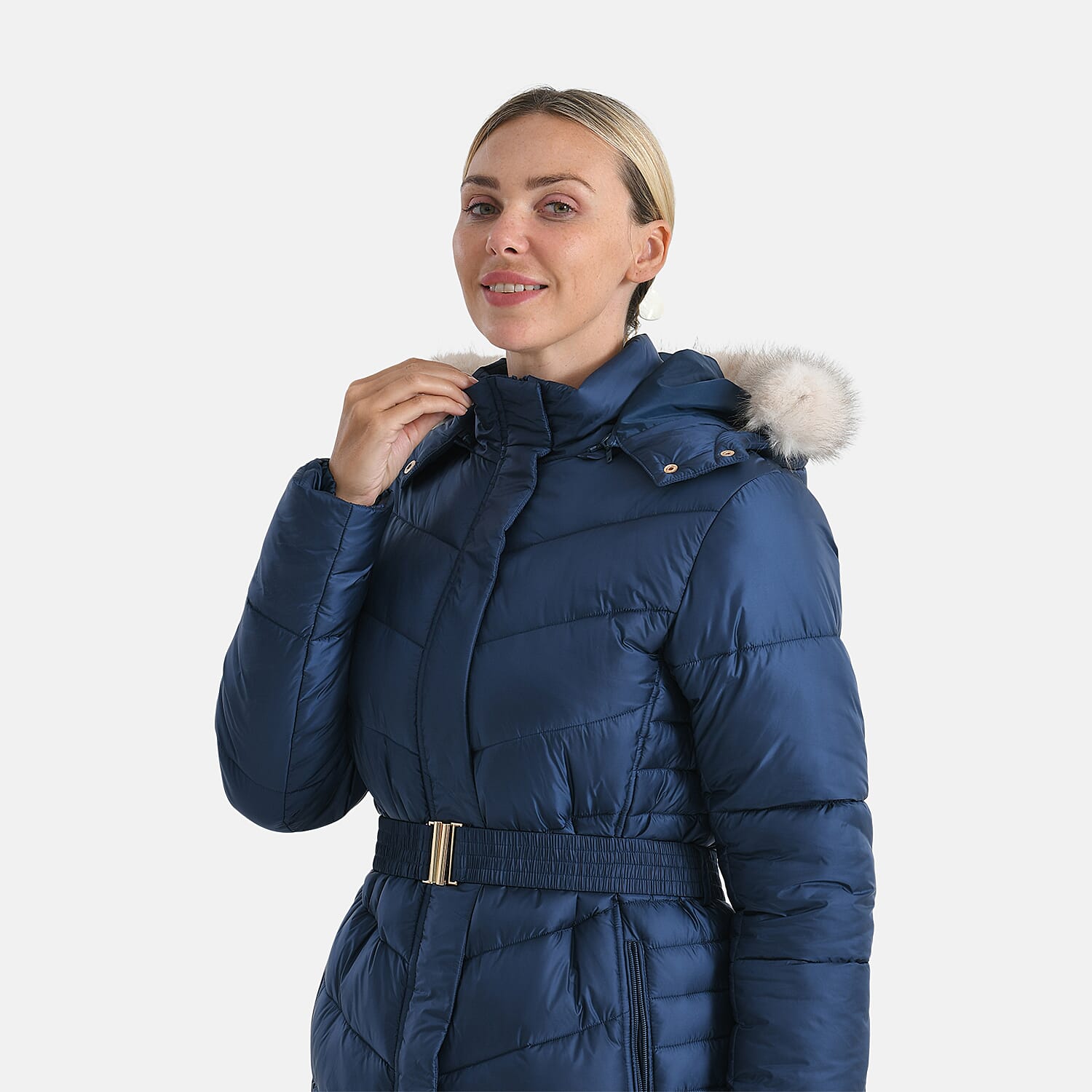 Valissiere Ladies' Puffer Jacket with Fur Trim Hood