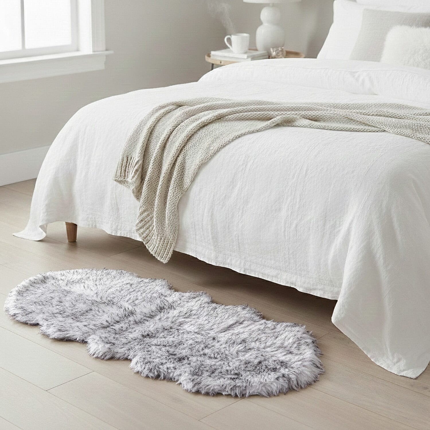 Homesmart Luxury Tip-Dyed Faux Fur Rug with Foam Base (180 x 60 cm) - Black & White