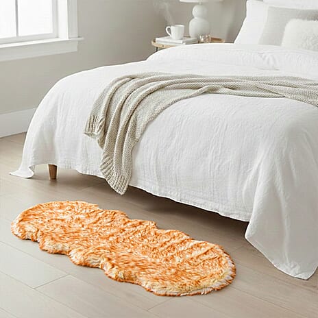 LIVMORE Luxury Collection-Tip-Dyed Faux Fur Rug with Foam Base (180 x 60 cm) - Brown & Beige