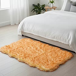 Homesmart Luxury Tip-Dyed Faux Fur Rug with Foam Base (180 x 100 cm) - Brown & Beige