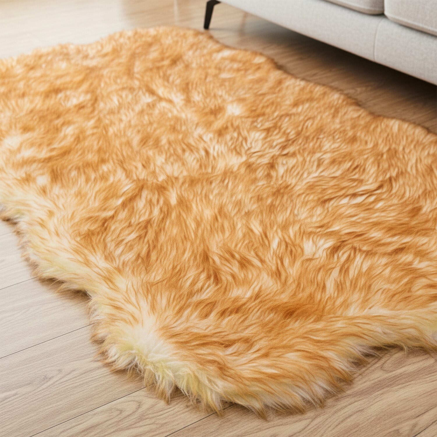 Homesmart Luxury Tip-Dyed Faux Fur Rug with Foam Base (180 x 100 cm) - Brown & Beige