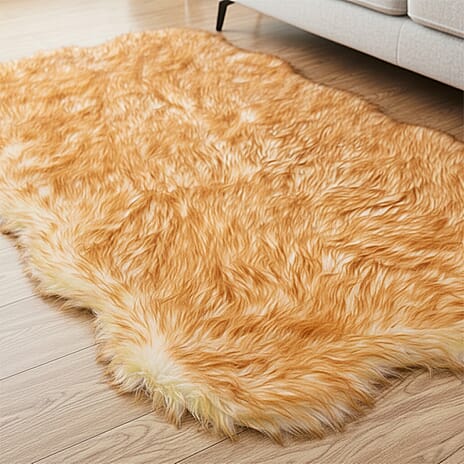 Homesmart Luxury Tip-Dyed Faux Fur Rug with Foam Base (180 x 100 cm) - Brown & Beige