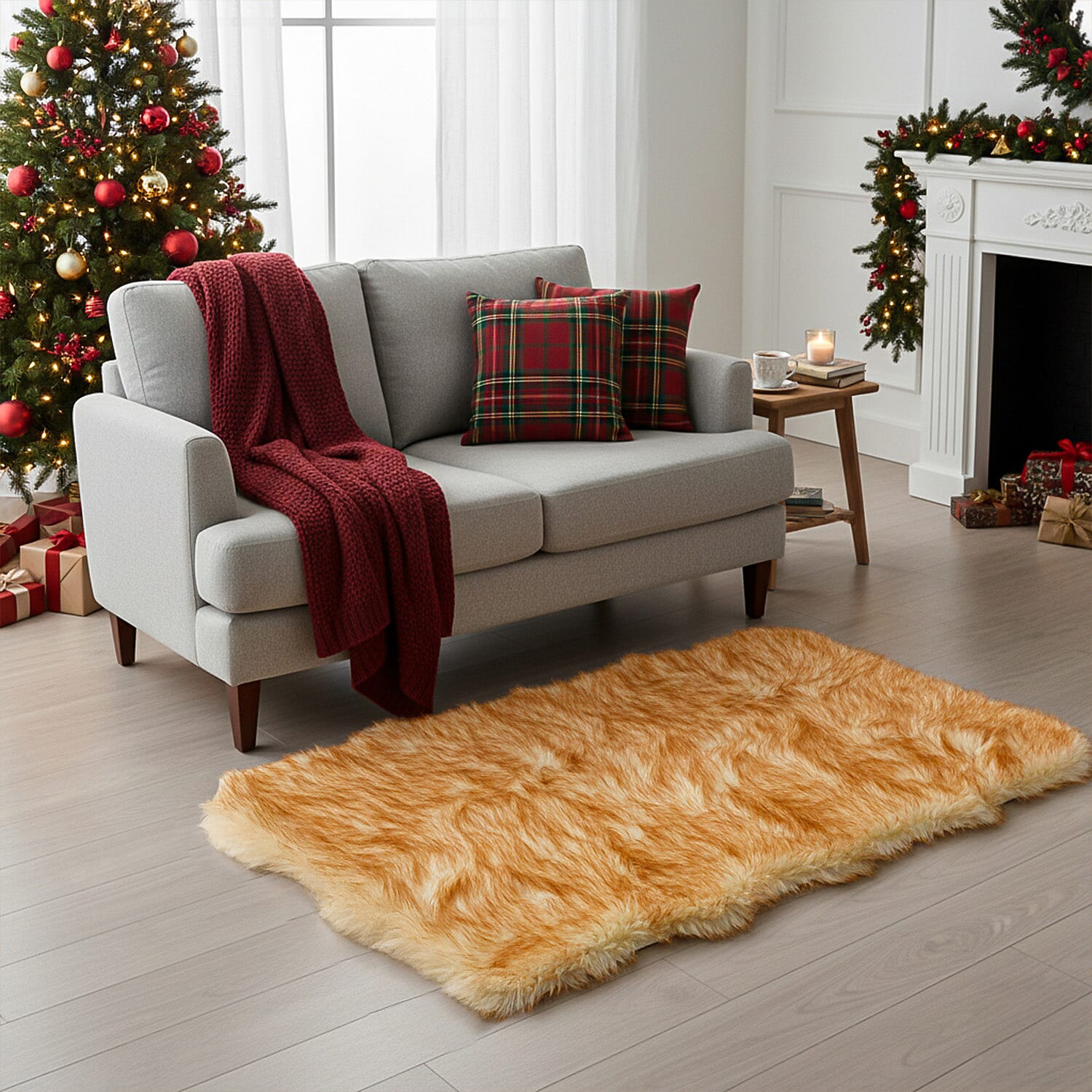 Homesmart Luxury Tip-Dyed Faux Fur Rug with Foam Base (180 x 100 cm) - Brown & Beige