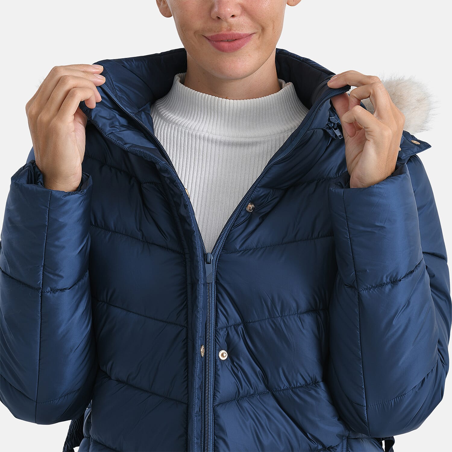 Valissiere Ladies' Puffer Jacket with Fur Trim Hood