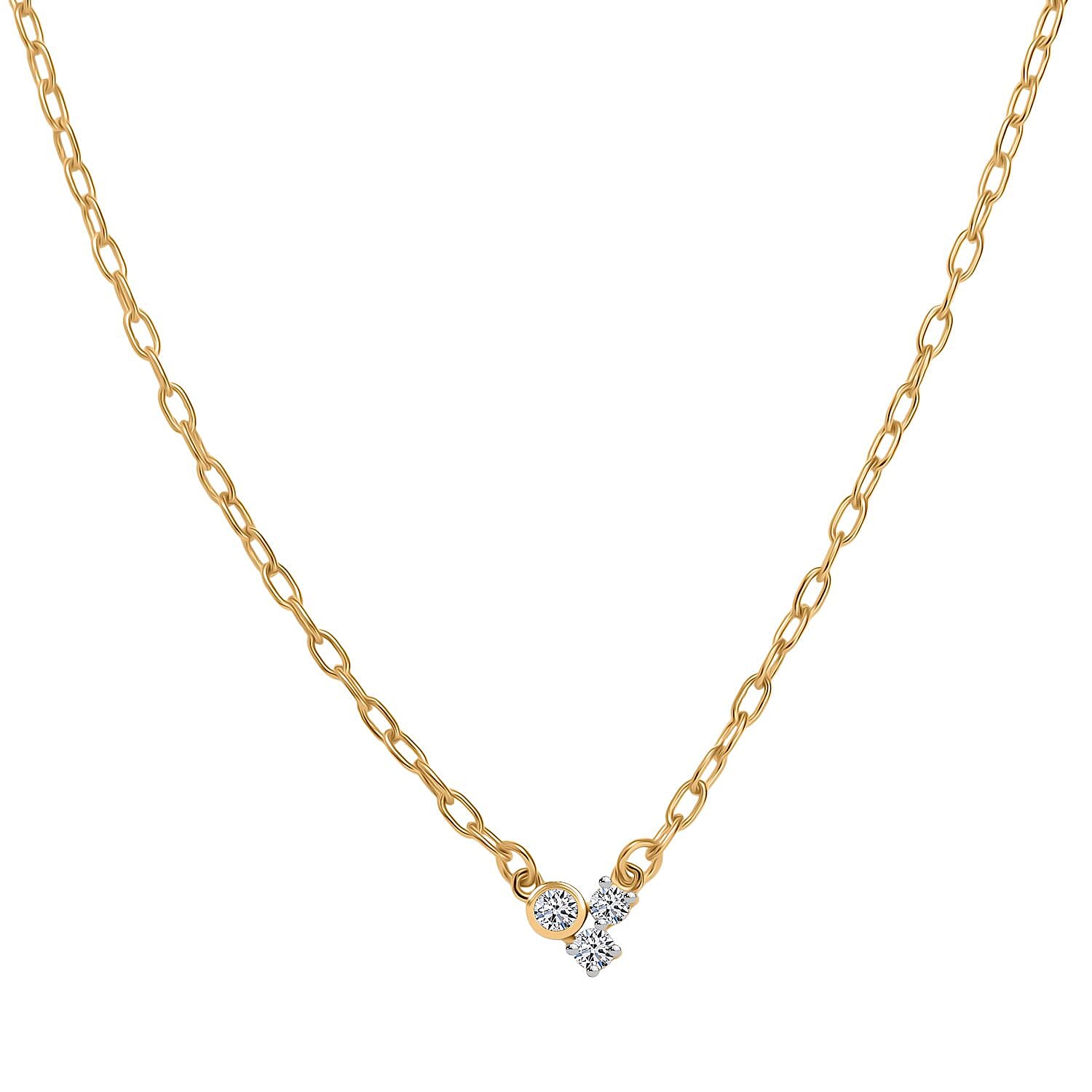 Luxuriant Diamond Lab Grown Diamond Necklace (Size - 18) in 18K Vermeil Yellow Gold Plated Sterling Silver