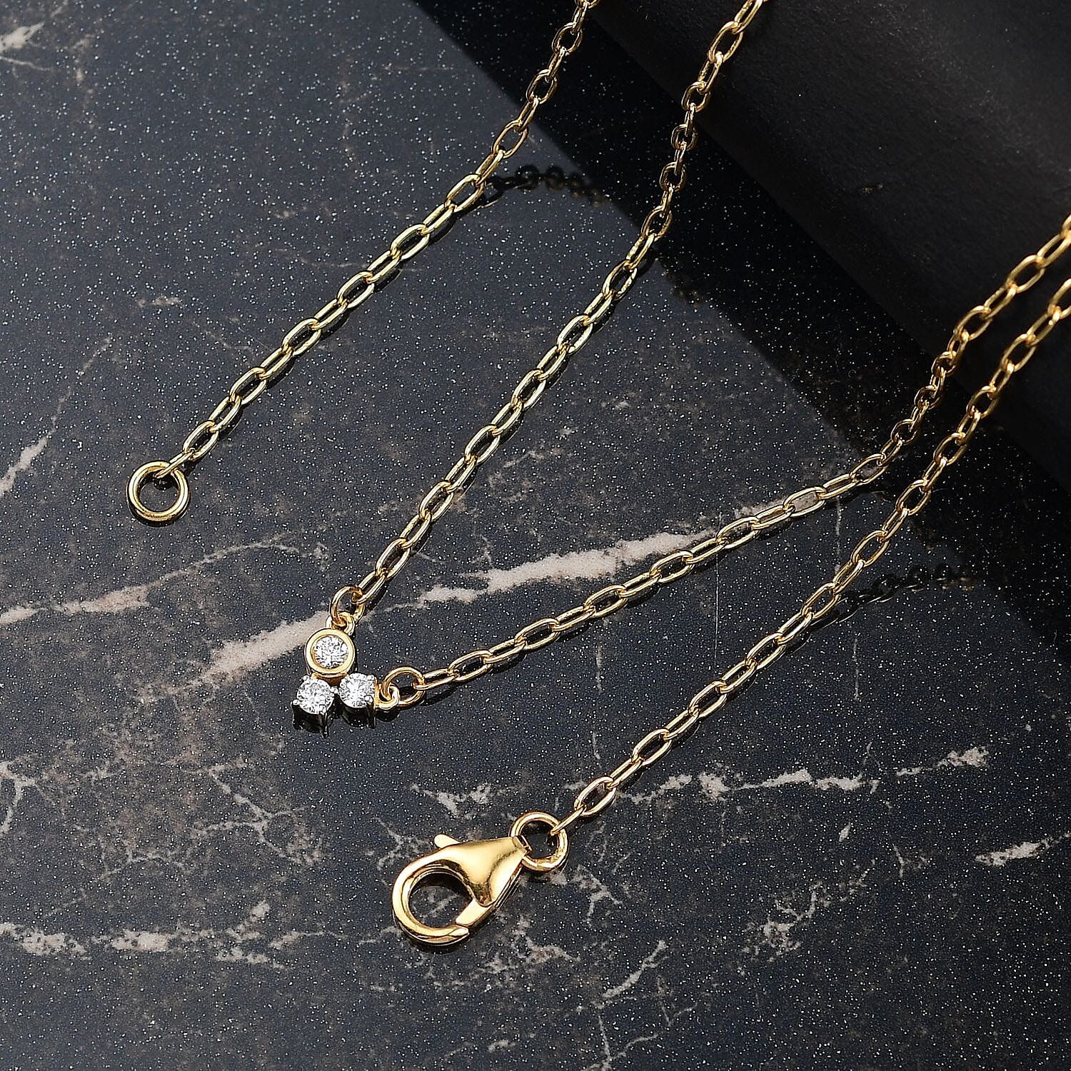 Luxuriant Diamond Lab Grown Diamond Necklace (Size - 18) in 18K Vermeil Yellow Gold Plated Sterling Silver