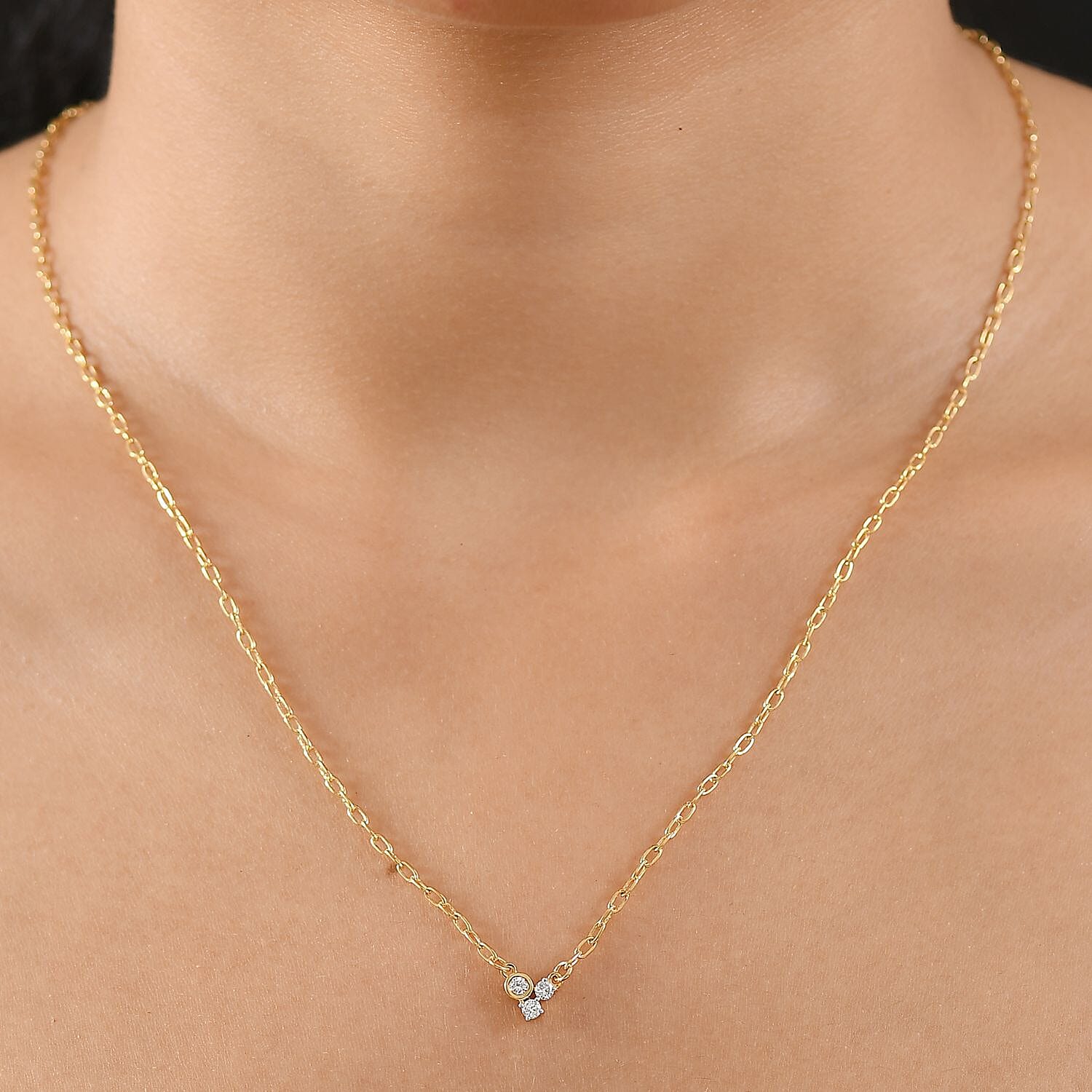 Luxuriant Diamond Lab Grown Diamond Necklace (Size - 18) in 18K Vermeil Yellow Gold Plated Sterling Silver