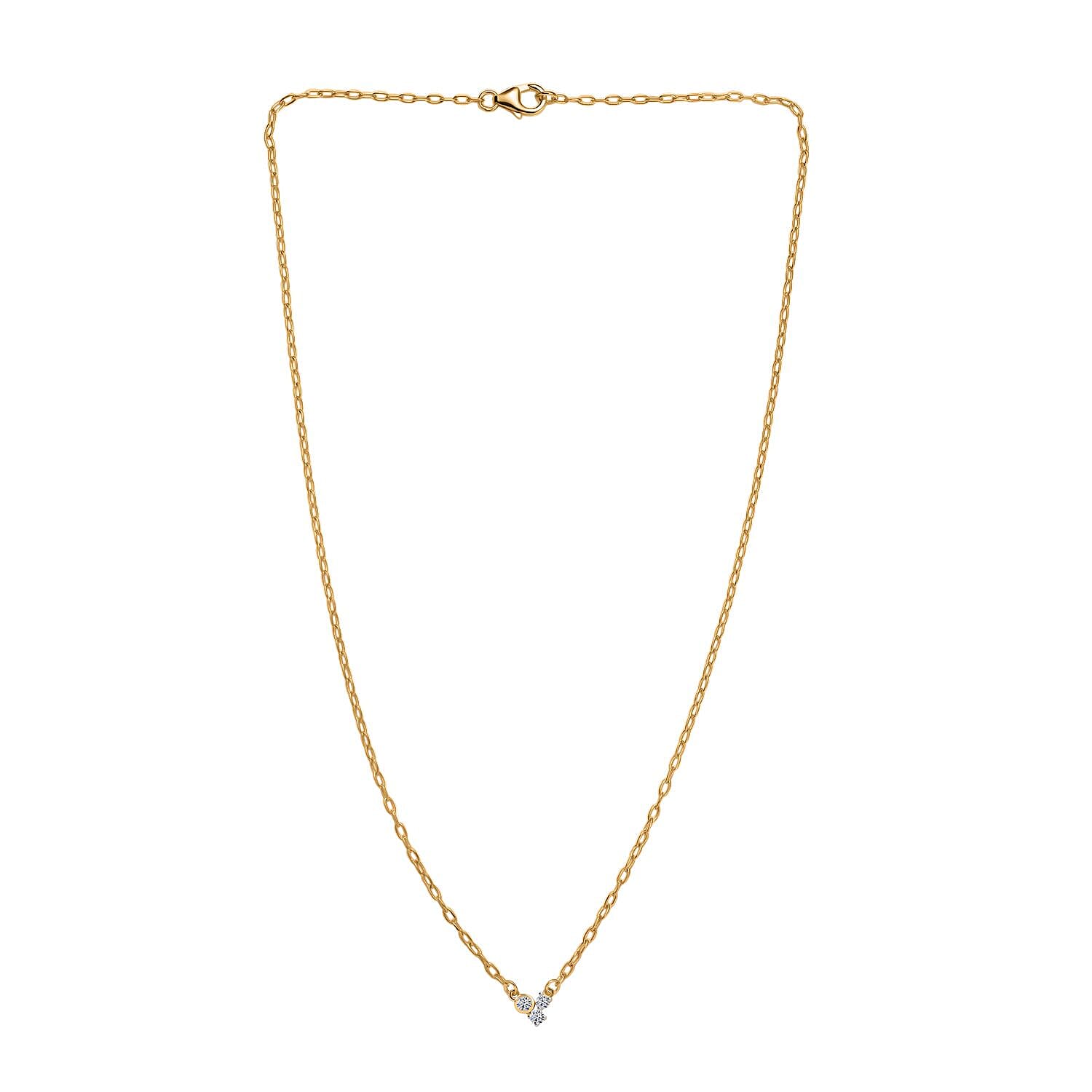 Luxuriant Diamond Lab Grown Diamond Necklace (Size - 18) in 18K Vermeil Yellow Gold Plated Sterling Silver
