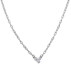 LUXURIANT Lab Grown Diamond 3-Stone Necklace (Size - 18) with Lobster Clasp in Rhodium Overlay Sterling Silver