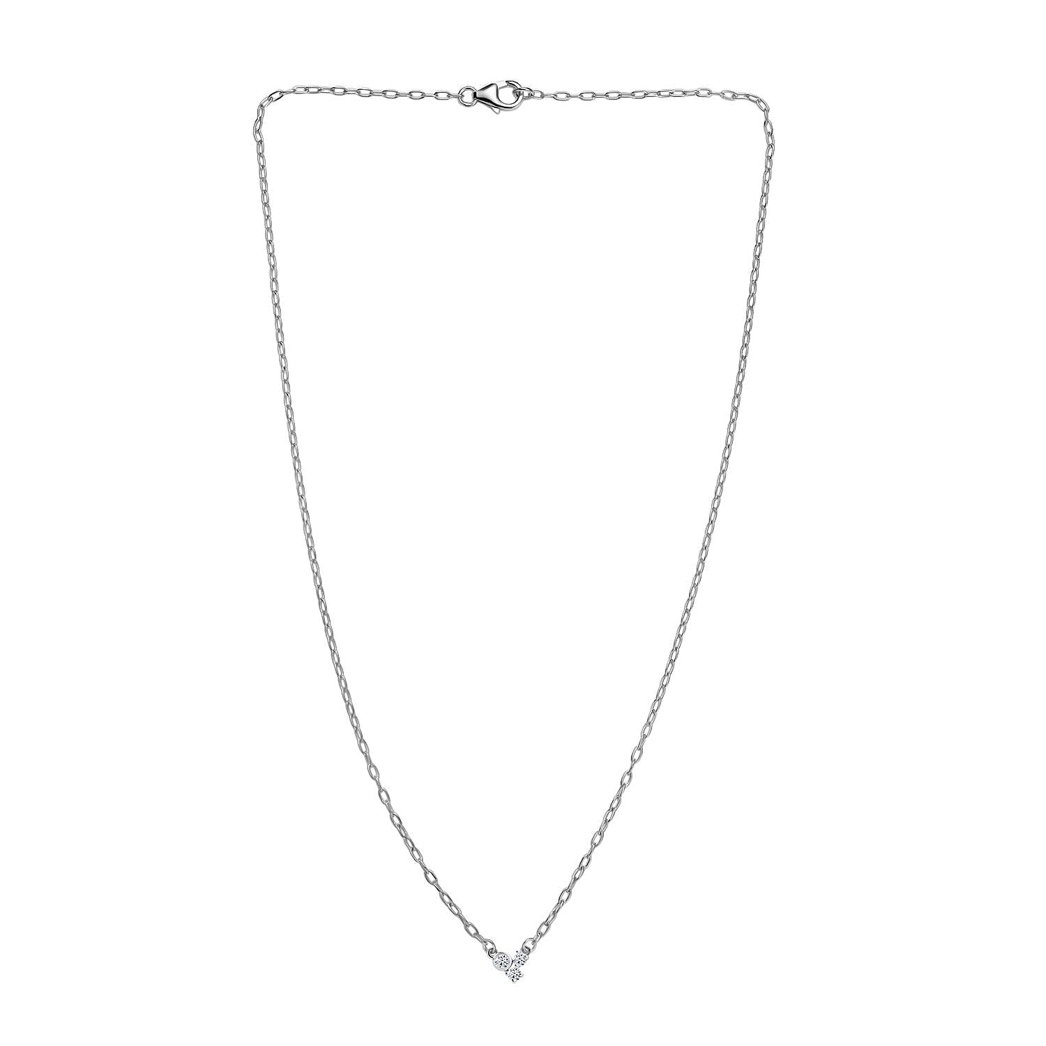 Luxuriant Diamond Lab Grown Diamond Necklace (Size - 18) in Rhodium Overlay Sterling Silver