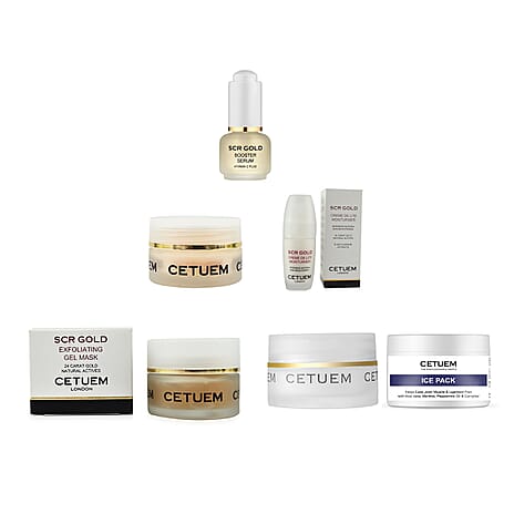 Cetuem 6 Piece Bundle (Ice Pack 100ml, Lip Allure 15ml, Eye Cream 15ml, Creme de Lite 50ml, Booster Serum 15ml, Exfoliating Gel Mask 50ml)