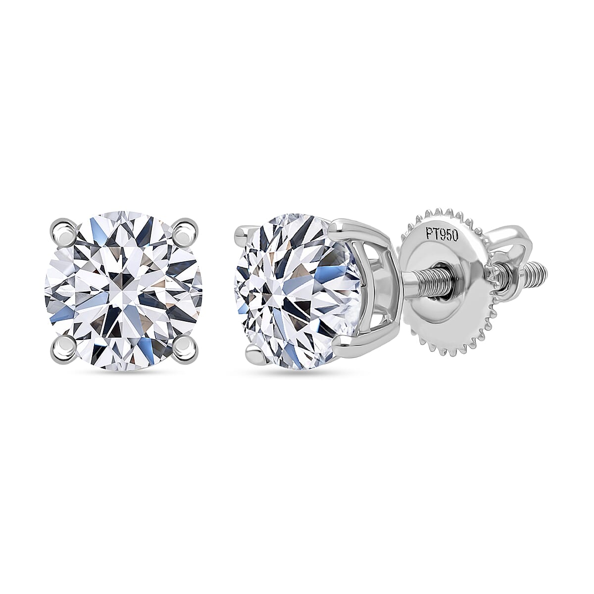 Luxuriant 950 Platinum SGL Certified Lab Grown Diamond (VS-E-F) Earring with Screw Back 1.00 Ct.
