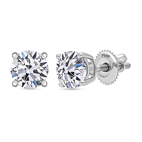 Luxuriant 950 Platinum SGL Certified Lab Grown Diamond (VS-E-F) Earring with Screw Back 1.00 Ct.
