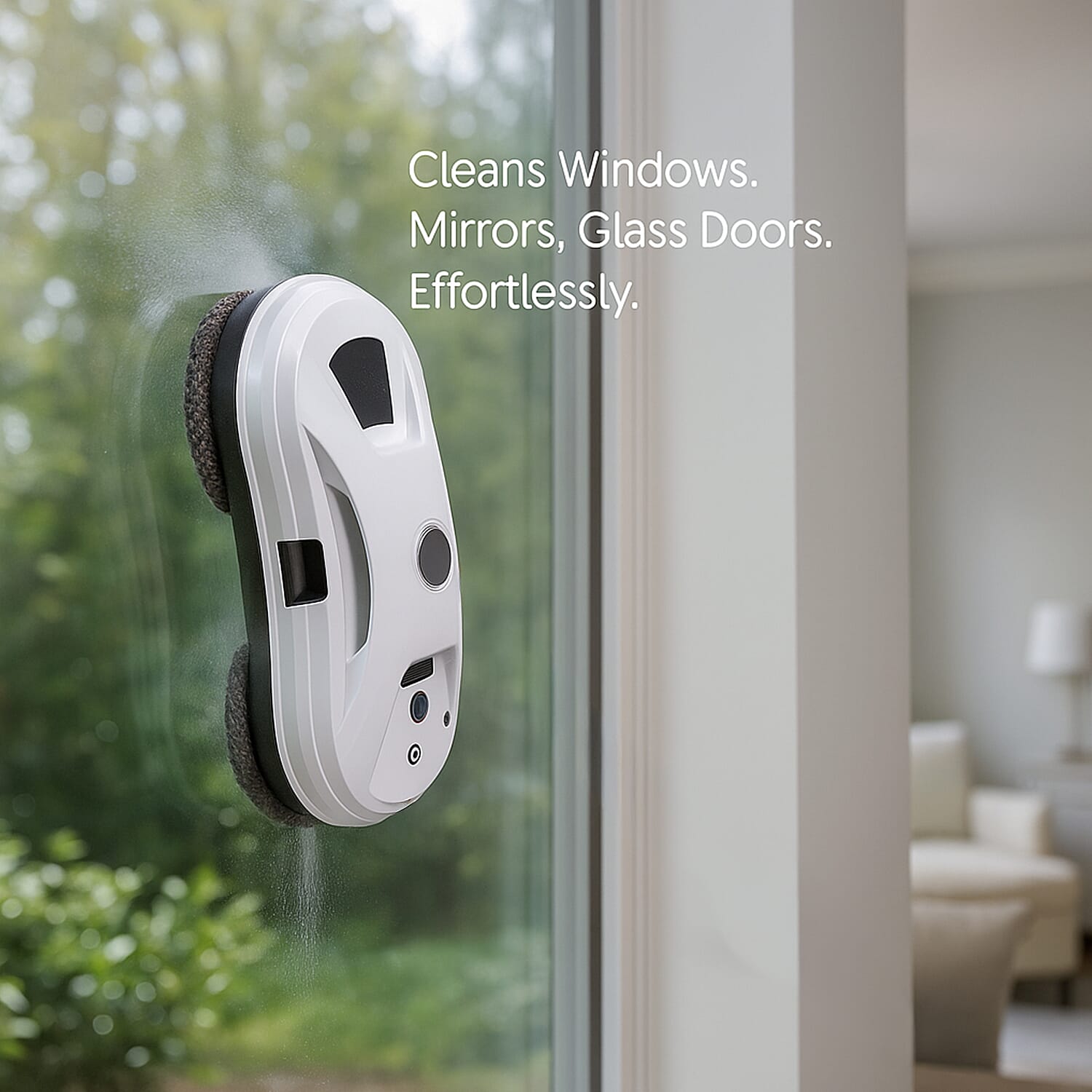 RD1-11 Automatic Robotic Window Cleaner with Single Ultrasonic Water Spray Nozzle, 2800Pa Suction - Remote Control & Safety Protection