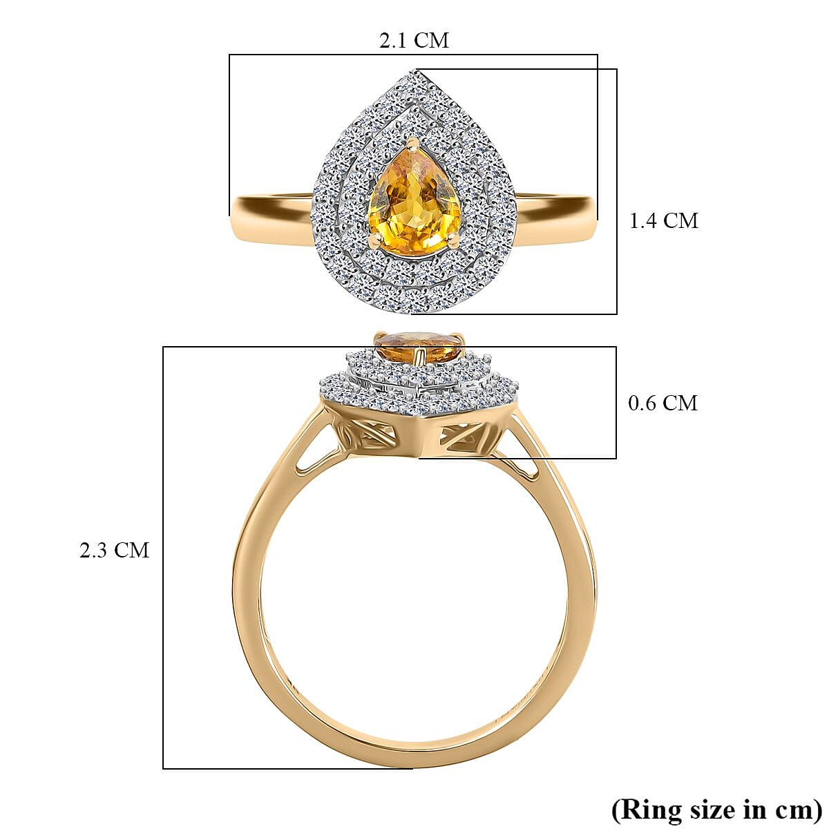 Luxuriant 9K Yellow Gold AAA Yellow Sapphire & Lab Grown Diamond (SI-G-H) Ring 1.04 Ct. Luxuriant 9K Yellow Gold AAA Yellow Sapphire & Lab Grown Diamond (SI-G-H) Ring 1.04 Ct.