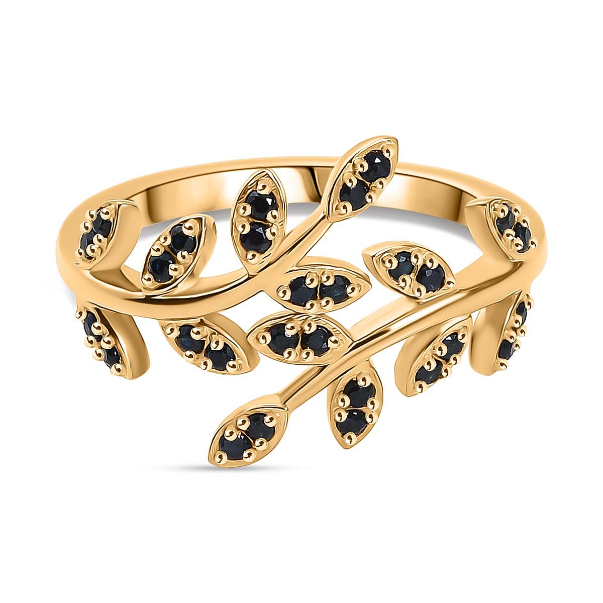 Djoy Blue Sapphire Ring in 18K Vermeil Yellow Gold Sterling Silver