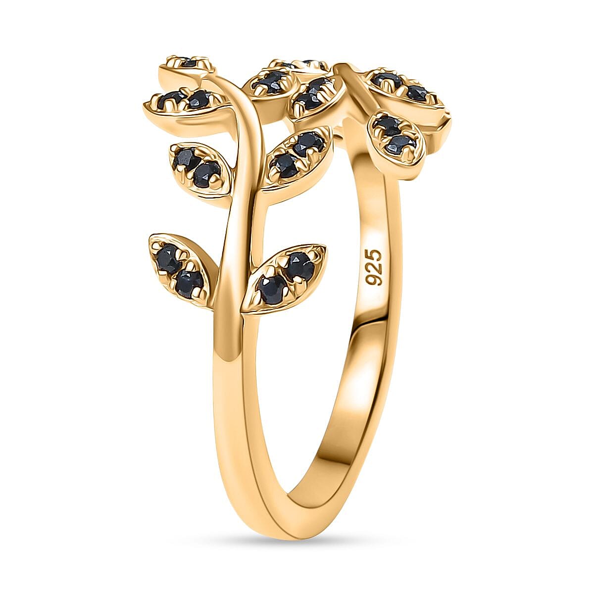 Djoy Blue Sapphire Ring in 18K Vermeil Yellow Gold Sterling Silver