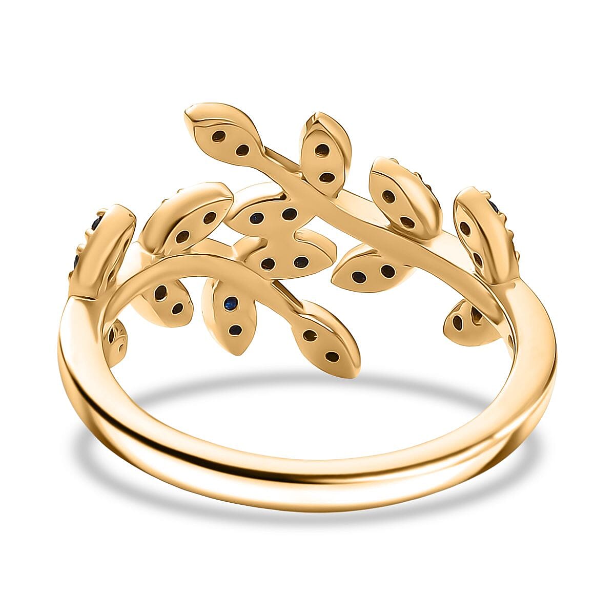 Djoy Blue Sapphire Ring in 18K Vermeil Yellow Gold Sterling Silver