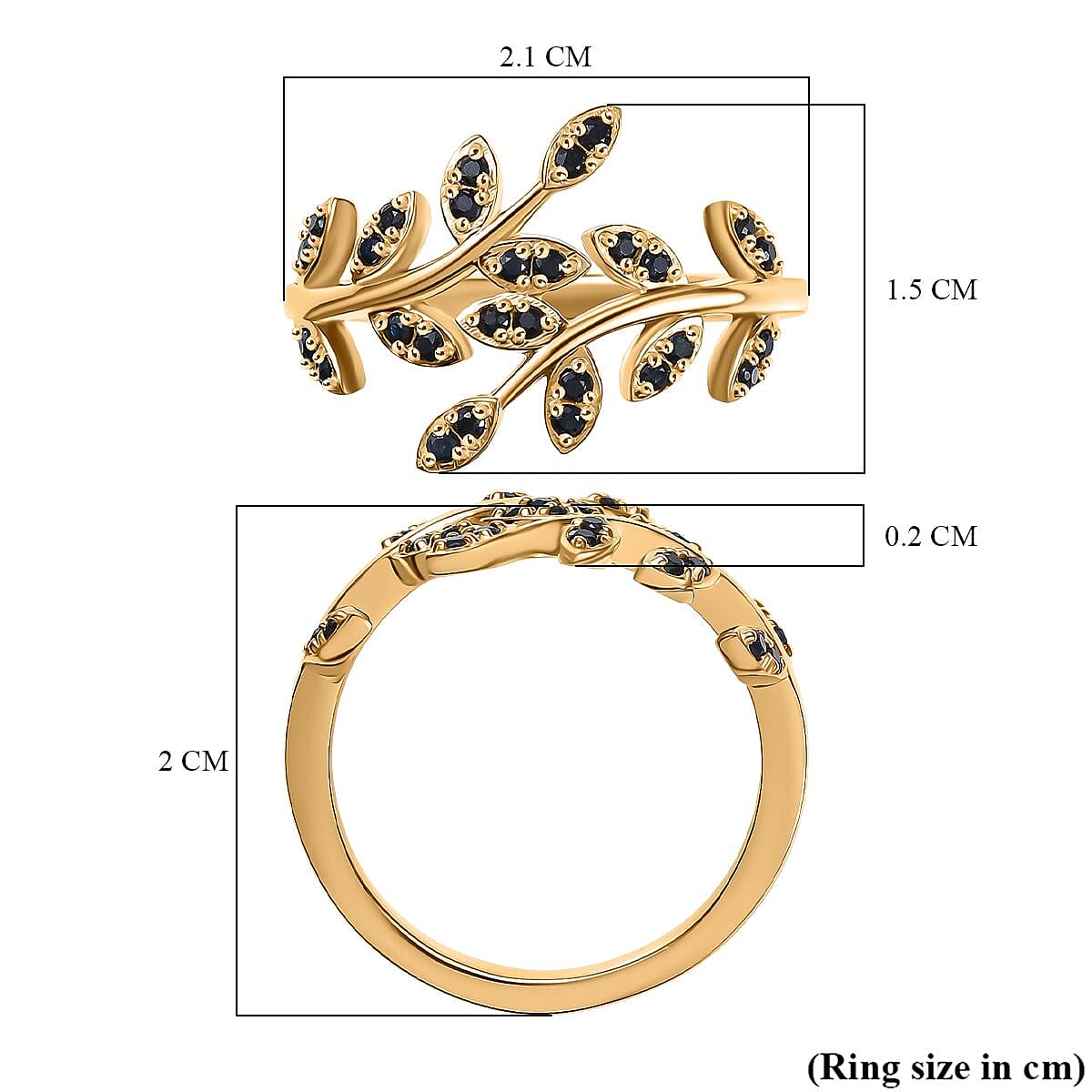 Djoy Blue Sapphire Ring in 18K Vermeil Yellow Gold Sterling Silver