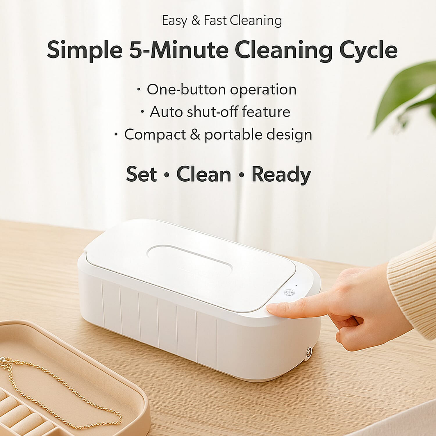 Multi-Purpose Ultrasonic Cleaner for Glasses & Jewelry - White