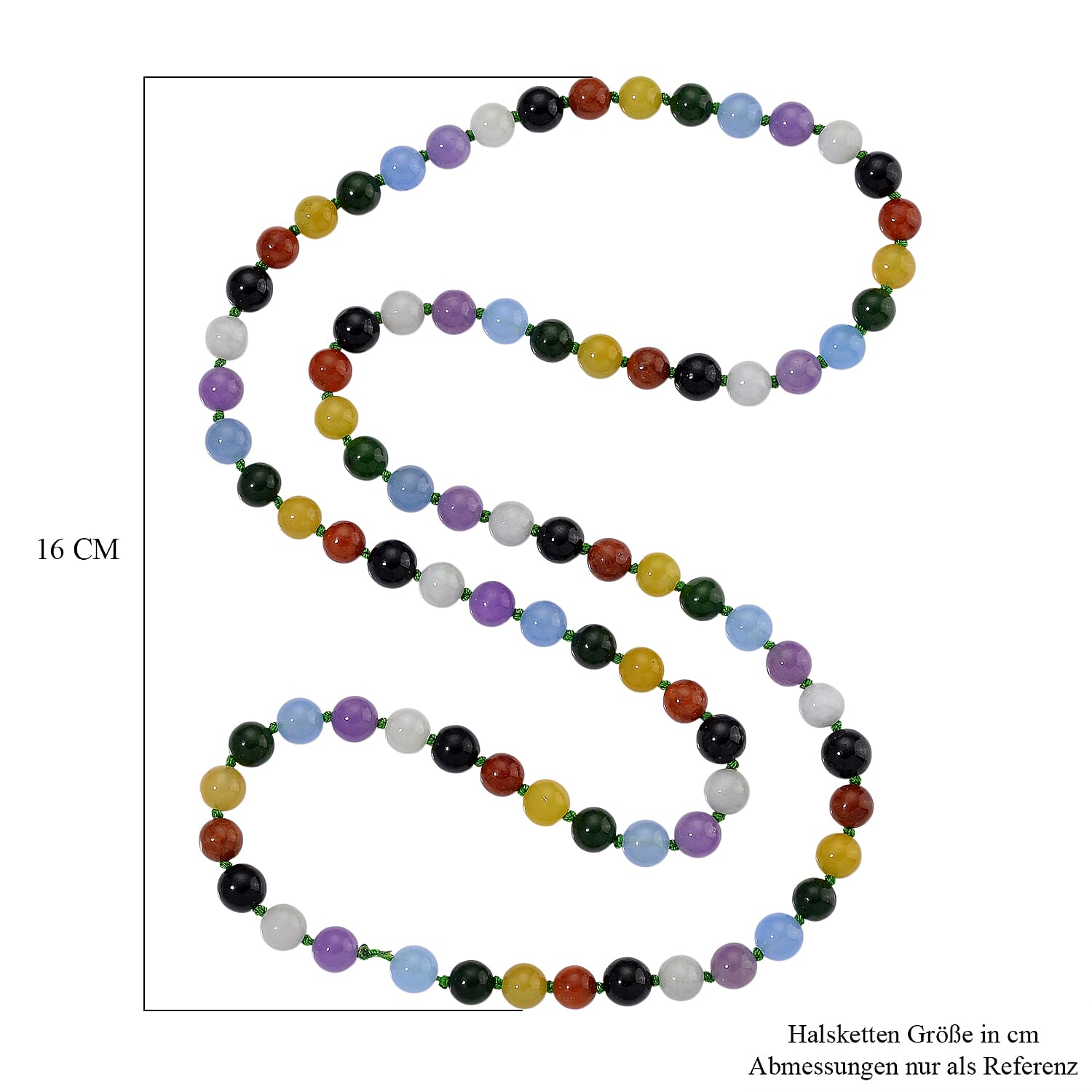 Multi Color Jade Stone Necklace (Size - 30) 350.00 Ct.