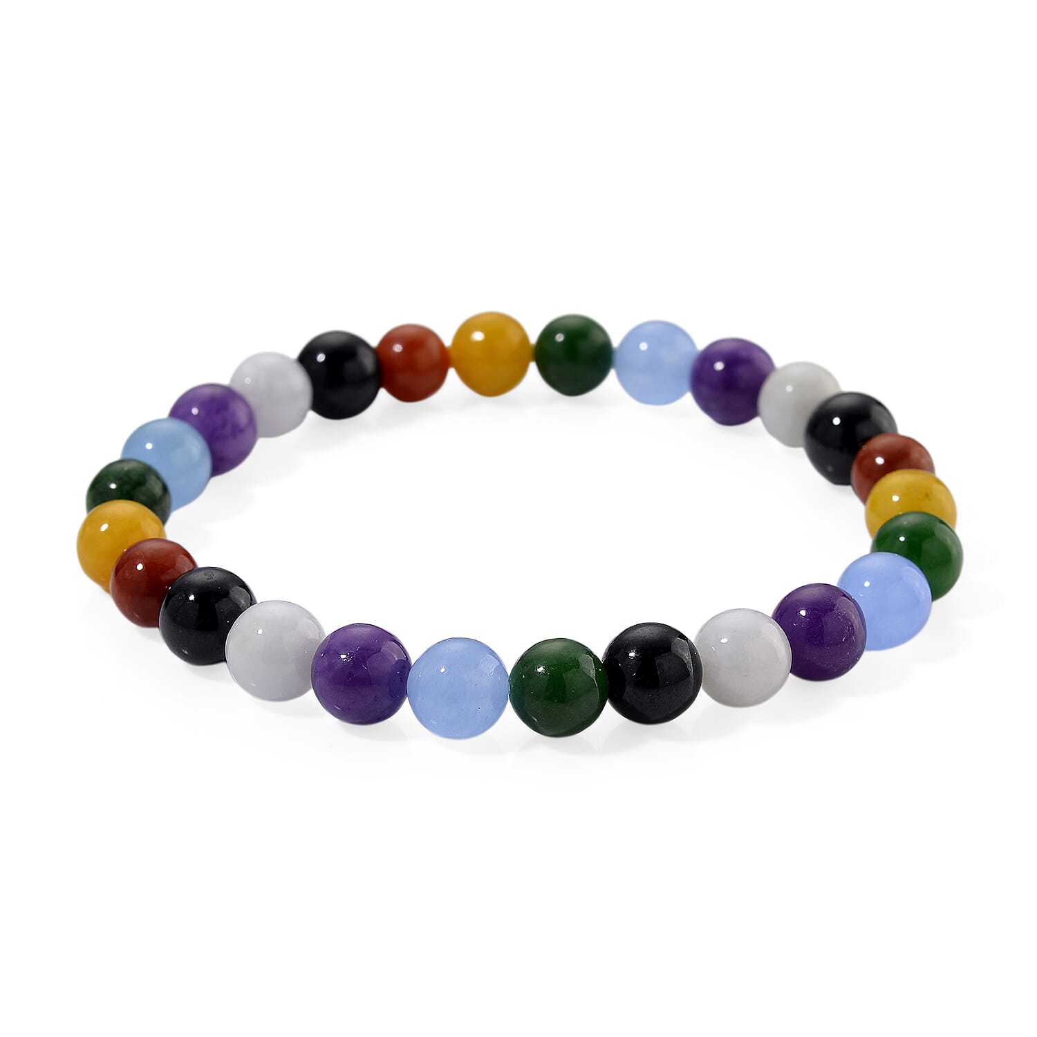 Multi Jade Stone Bracelet (Size - 7 Strachable) 112.00 Ct.