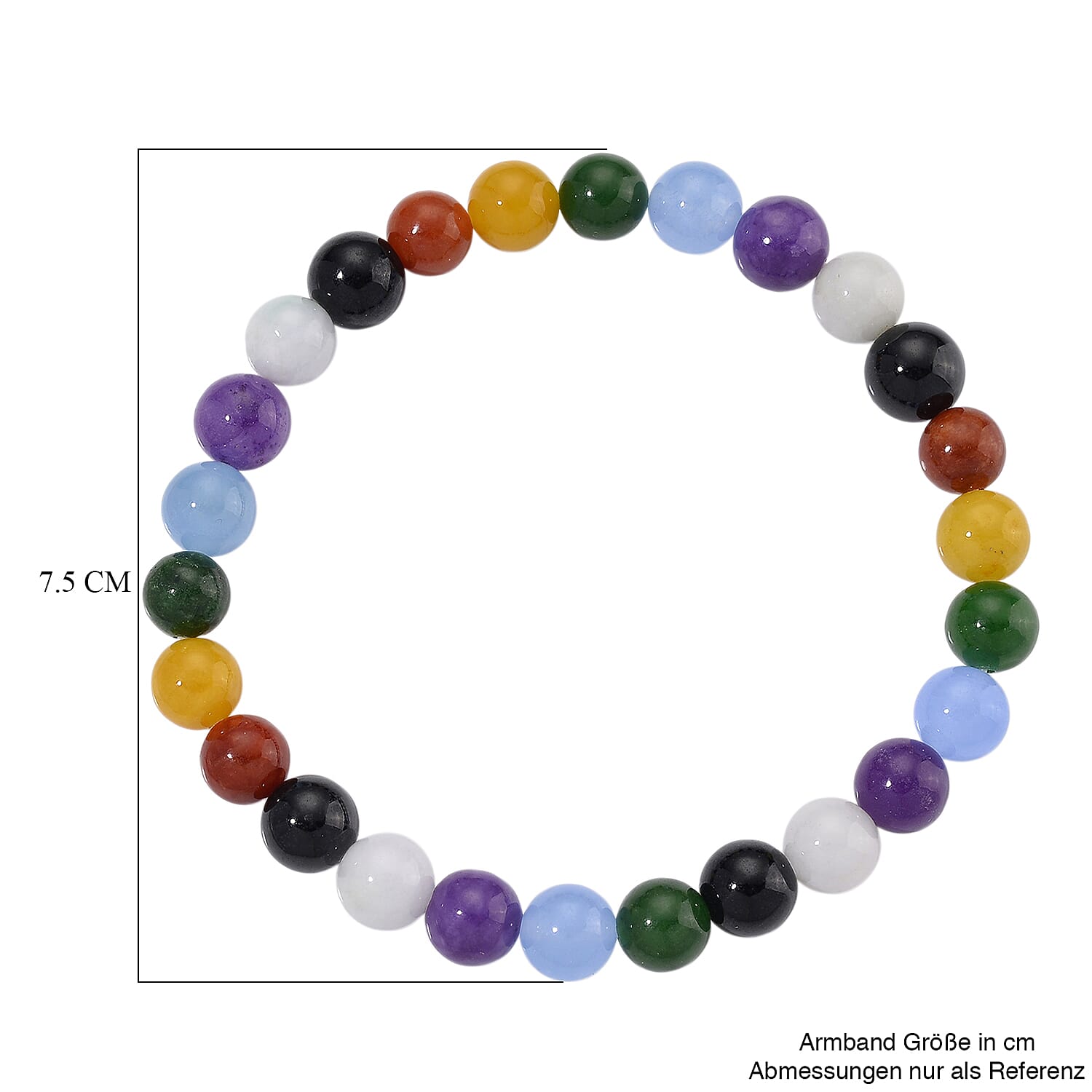 Multi Jade Stone Bracelet (Size - 7 Strachable) 112.00 Ct.