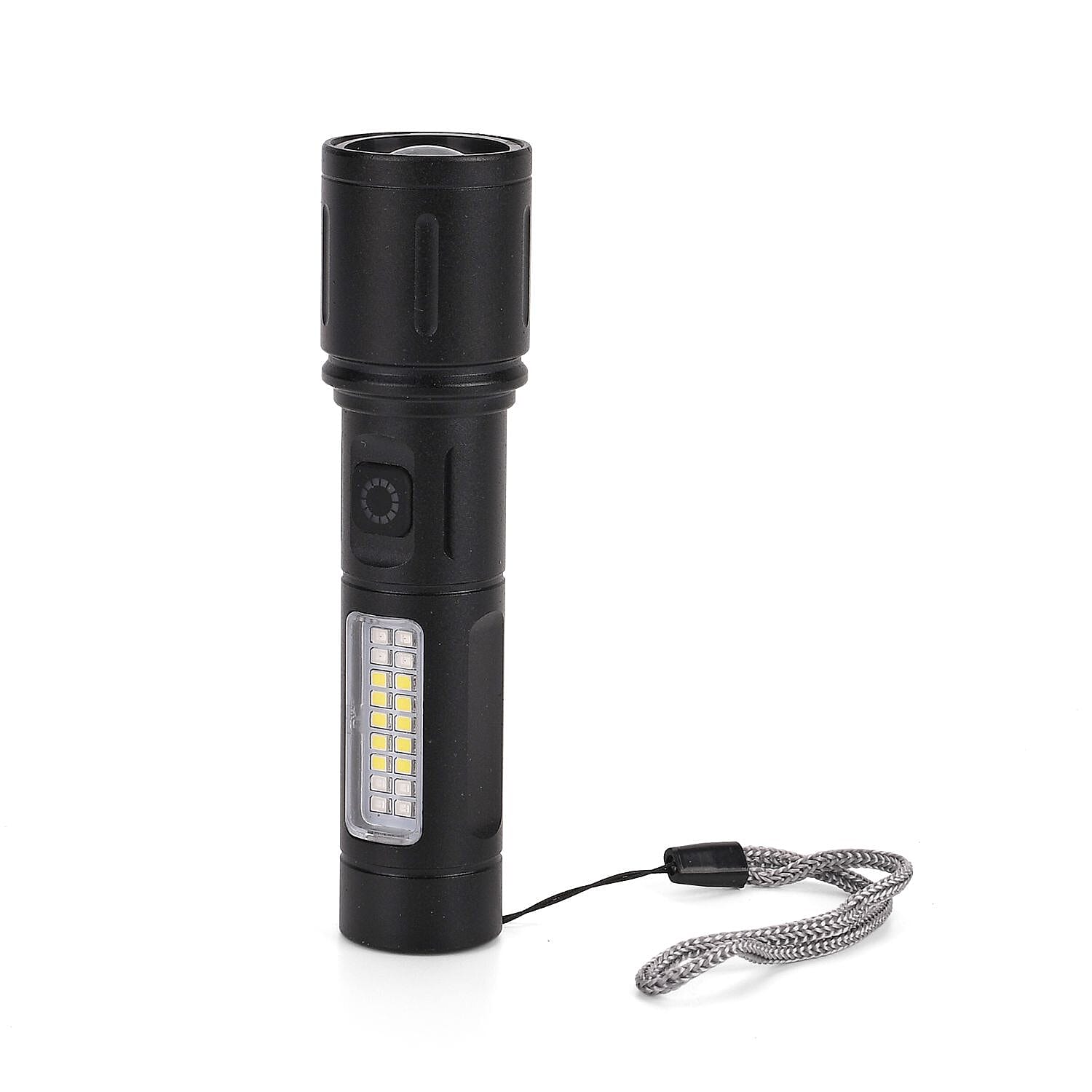 LIVMORE Set of 2 Rechargable Power Beam LED Flashlights - Waterproof, 800 Lumens in Case - Black
