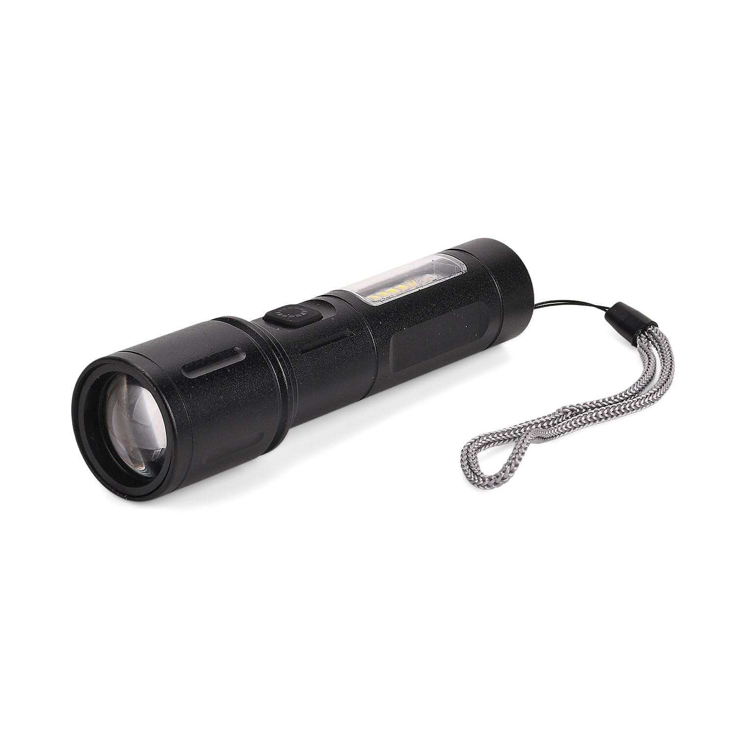 LIVMORE Set of 2 Rechargable Power Beam LED Flashlights - Waterproof, 800 Lumens in Case - Black