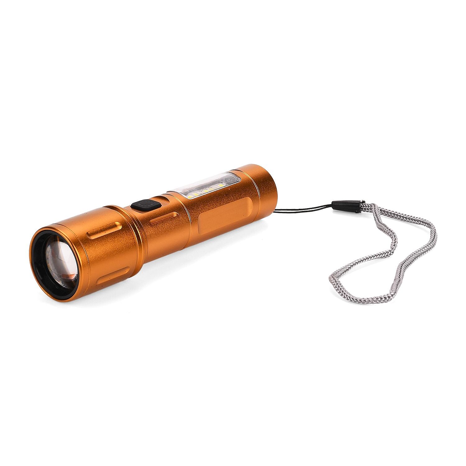 LIVMORE Set of 2 Rechargable Power Beam LED Flashlights - Waterproof, 800 Lumens in Case - Gold