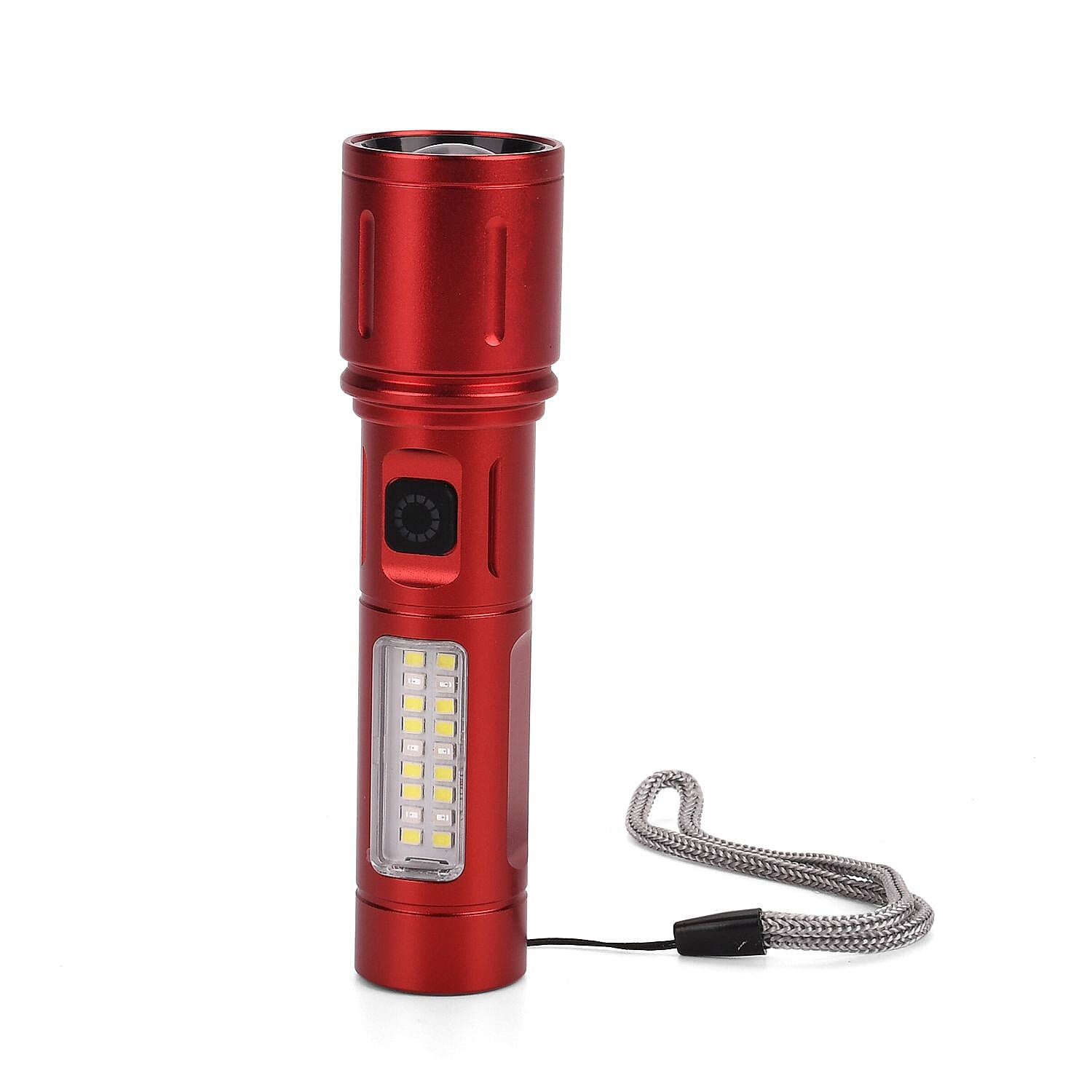 LIVMORE Set of 2 Rechargable Power Beam LED Flashlights - Waterproof, 800 Lumens in Case - Red
