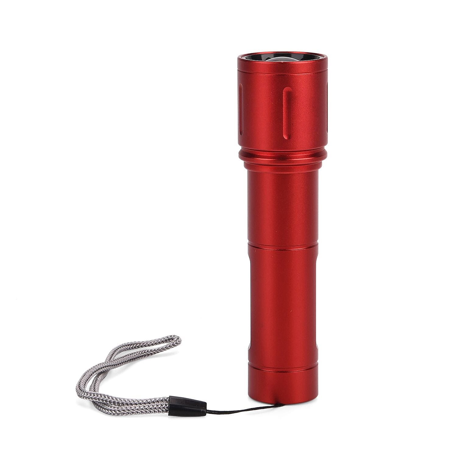 LIVMORE Set of 2 Rechargable Power Beam LED Flashlights - Waterproof, 800 Lumens in Case - Red