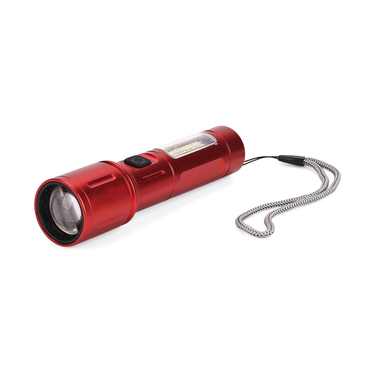 LIVMORE Set of 2 Rechargable Power Beam LED Flashlights - Waterproof, 800 Lumens in Case - Red
