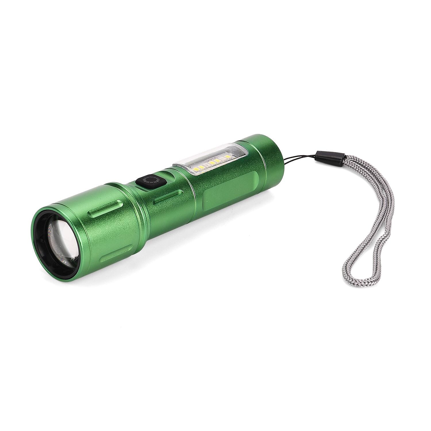 LIVMORE Set of 2 Rechargable Power Beam LED Flashlights - Waterproof, 800 Lumens in Case - Green