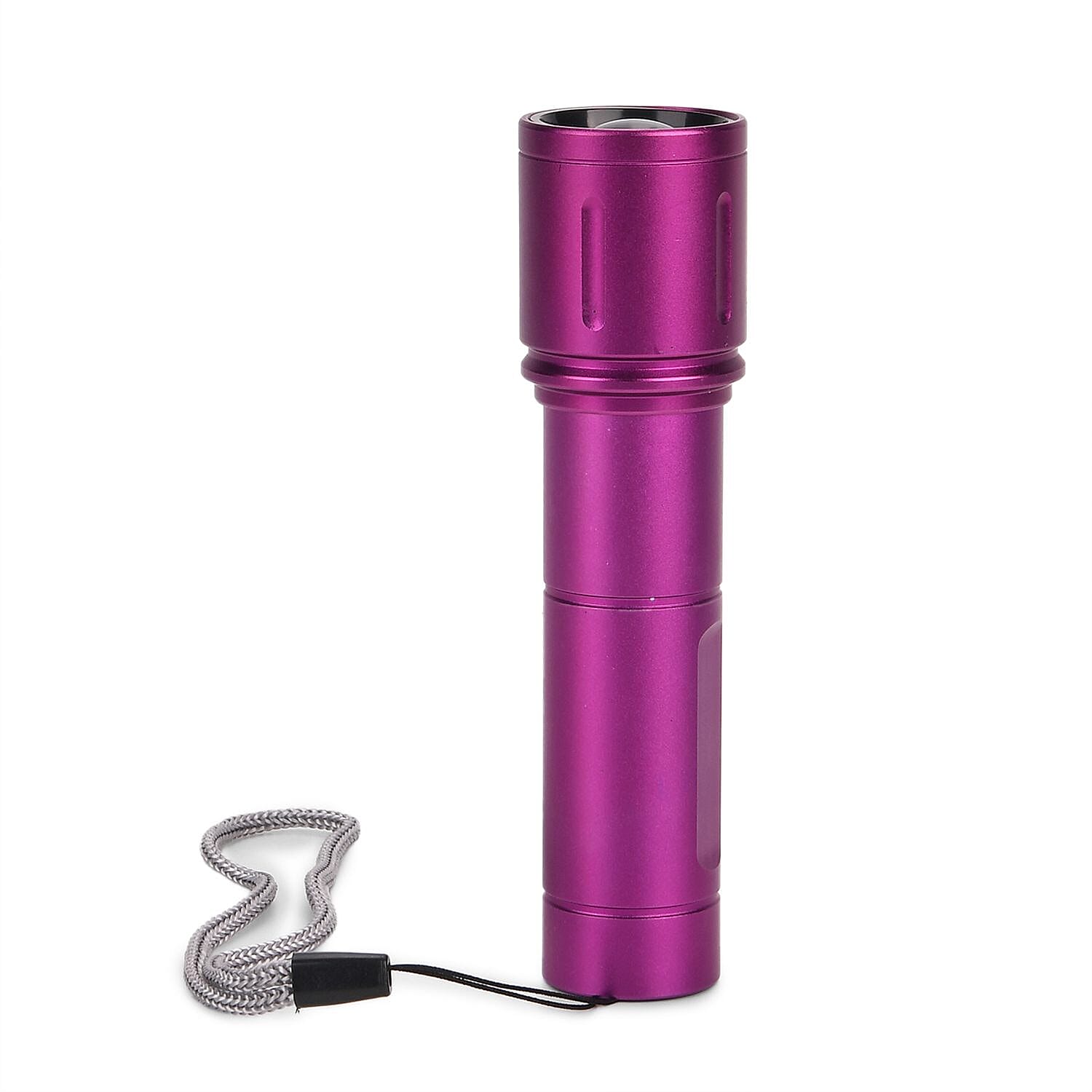 LIVMORE Set of 2 Rechargable Power Beam LED Flashlights - Waterproof, 800 Lumens in Case - Purple