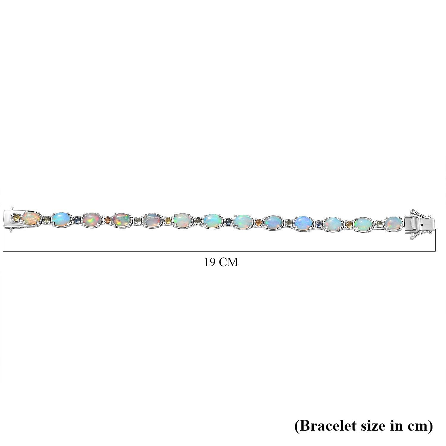 AAA Ethiopian Opal and Multi Sapphire Bracelet (Size - 7) in Sterling Silver 12.94 Ct, AAA Ethiopian Opal and Multi Sapphire Bracelet (Size - 7) in Sterling Silver 12.94 Ct,