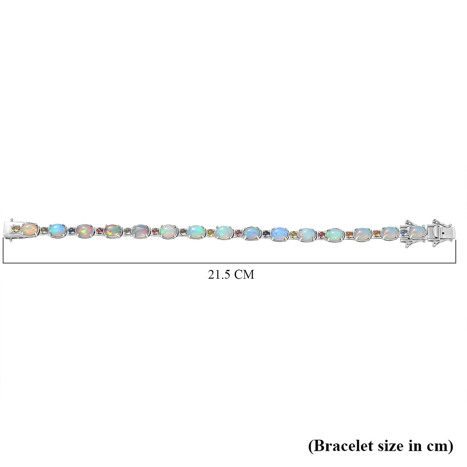 AAA Ethiopian Opal and Multi Sapphire Bracelet (Size - 8) in Sterling Silver 14.84 Ct, AAA Ethiopian Opal and Multi Sapphire Bracelet (Size - 8) in Sterling Silver 14.84 Ct,
