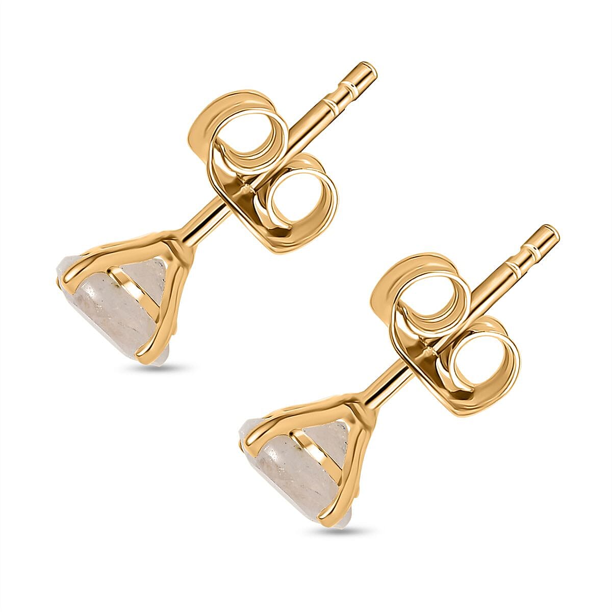 Rainbow Moonstone Push Post Earring in 14K Yellow Gold Plated Sterling Silver 1.63 Ct.