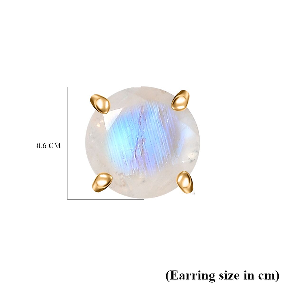 Rainbow Moonstone Push Post Earring in 14K Yellow Gold Plated Sterling Silver 1.63 Ct.