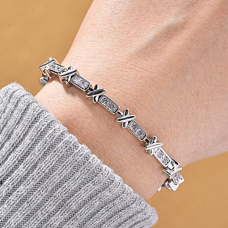 White Cubic Zirconia Bracelet (Size - 7)