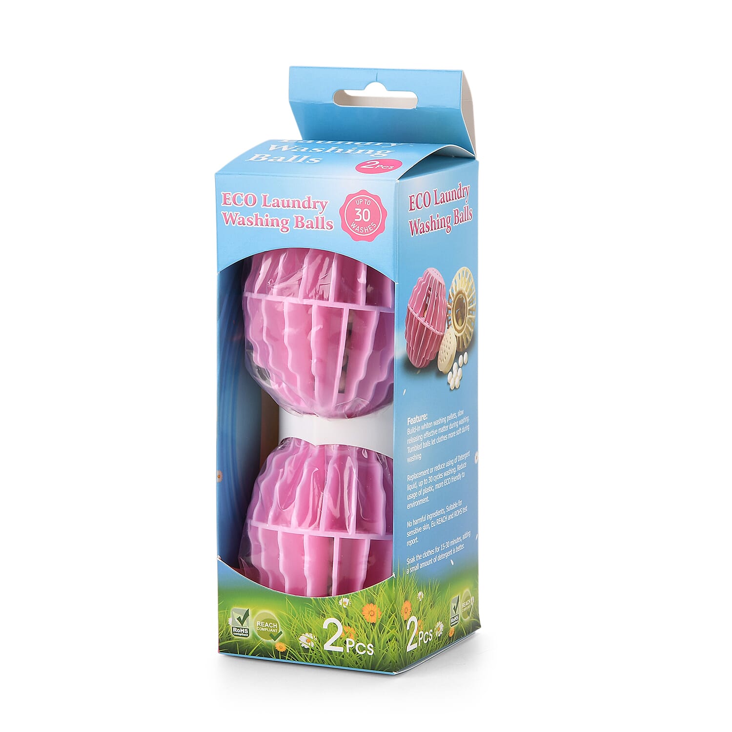 NEW Rose Fragrance Laundry Washing Balls with 4 Pack Replacement | Non-Detergent System for 90 Washes - Pink