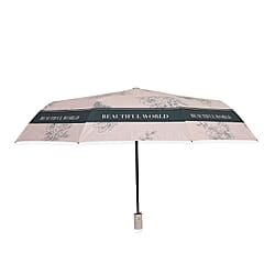 Flower Pattern Automatic Umbrella - Sun and Rain Protection - Beige - Black