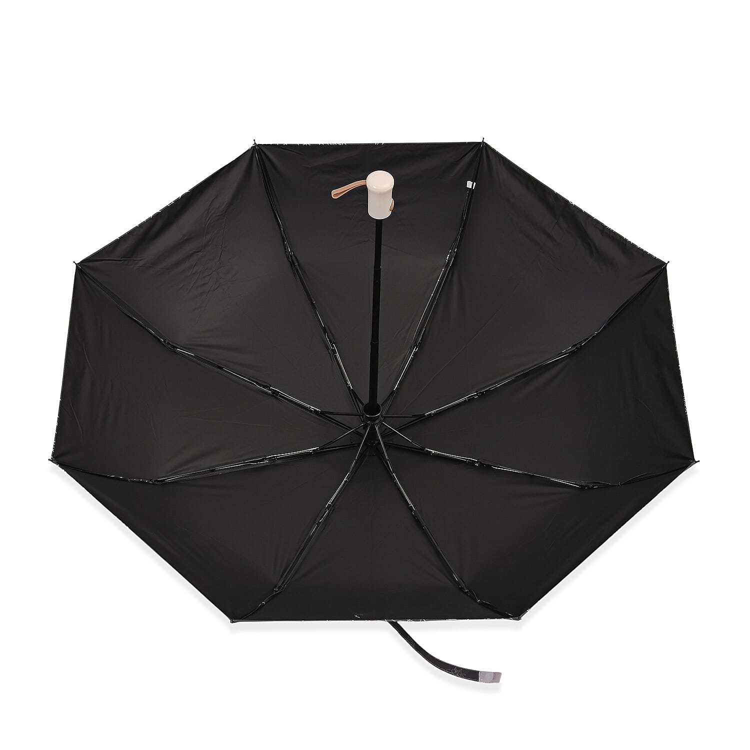 Flower Pattern Automatic Umbrella - Sun and Rain Protection - Beige - Black
