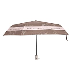 Flower Pattern Automatic Umbrella - Sun and Rain Protection - Khaki