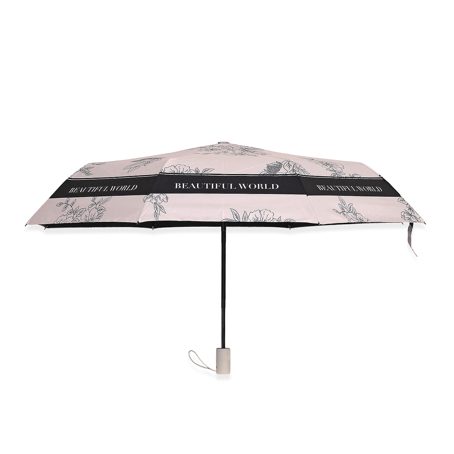Flower Pattern Automatic Umbrella - Sun and Rain Protection - White