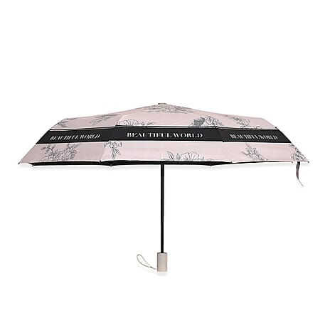 Flower Pattern Automatic Umbrella - Sun and Rain Protection - White
