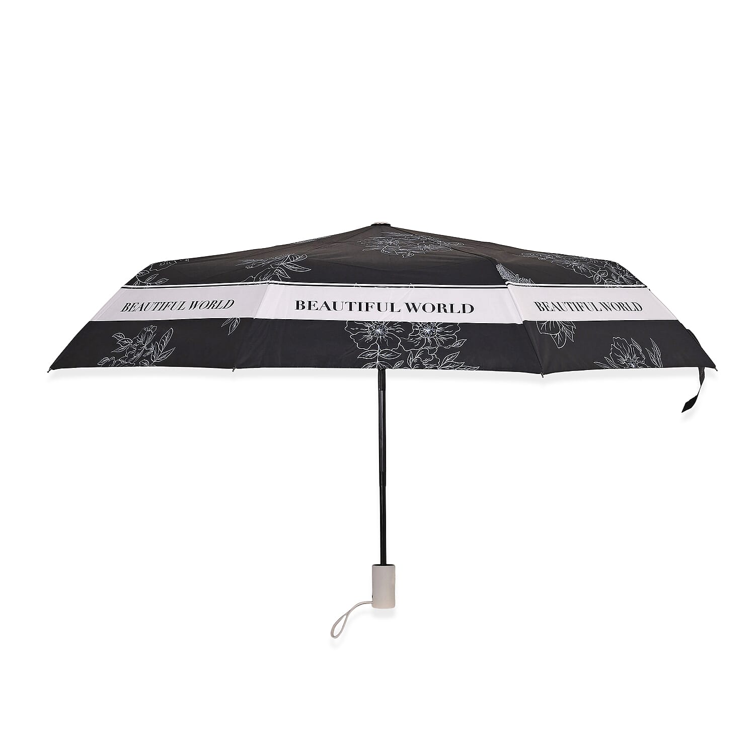 Flower Pattern Automatic Umbrella - Sun and Rain Protection - Black